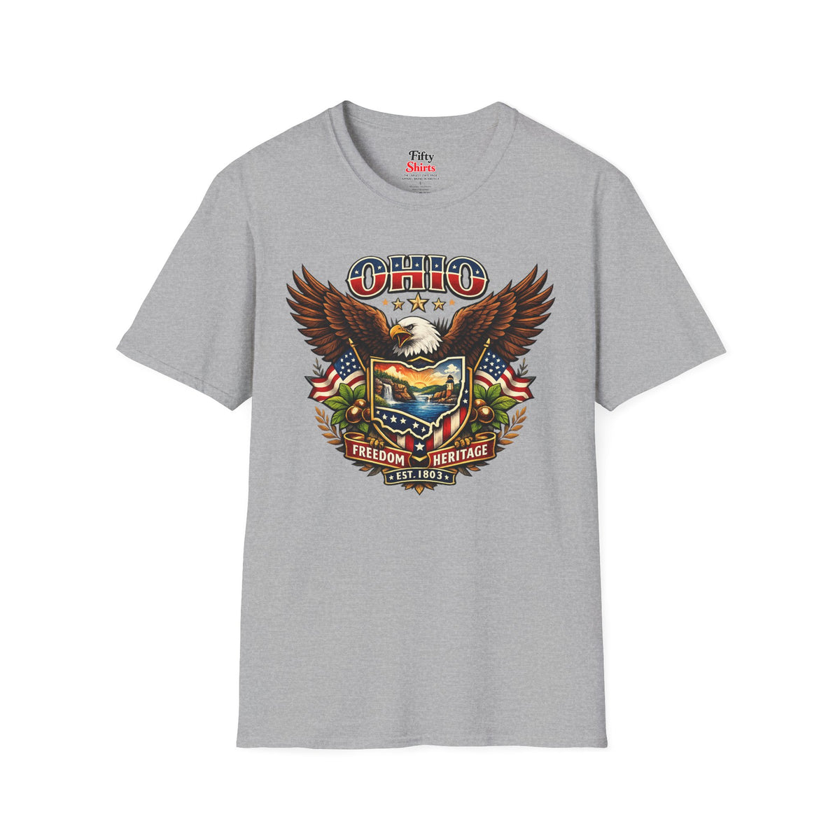 Ohio Americana Eagle Unisex Softstyle T Shirt State Pride Graphic Tee Collections FS03