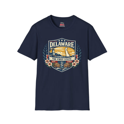 Delaware Heritage Badge Unisex Softstyle T Shirt State Pride Graphic Tee Collections FS03