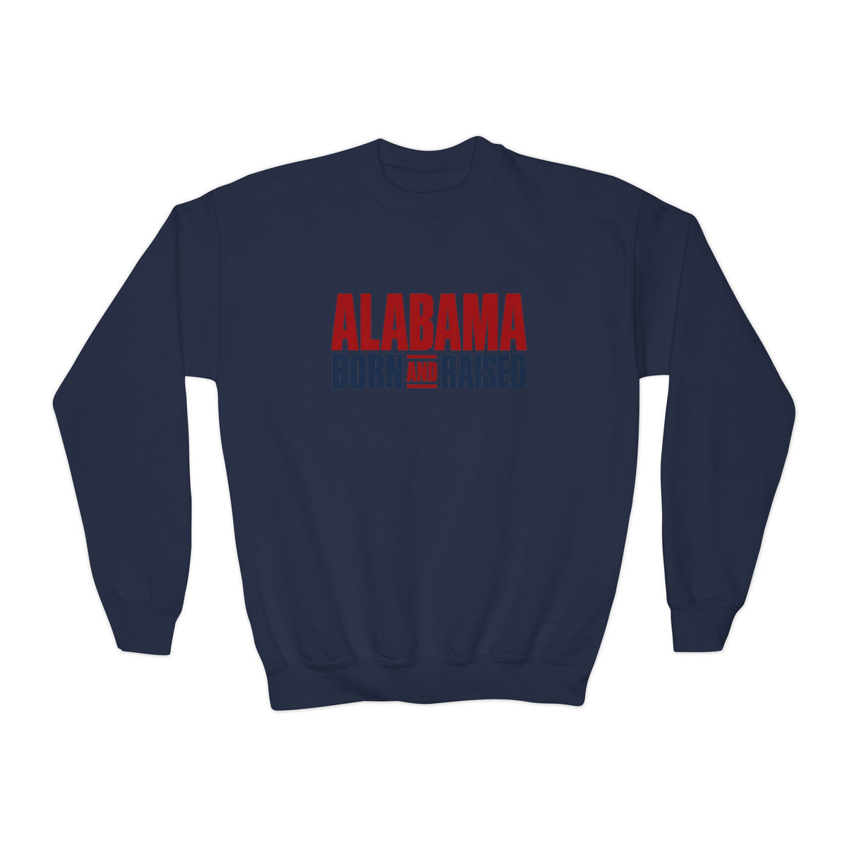 Alabama Born and Raised Minimal Heritage Unisex Youth Crewneck Sweatshirt Graphic