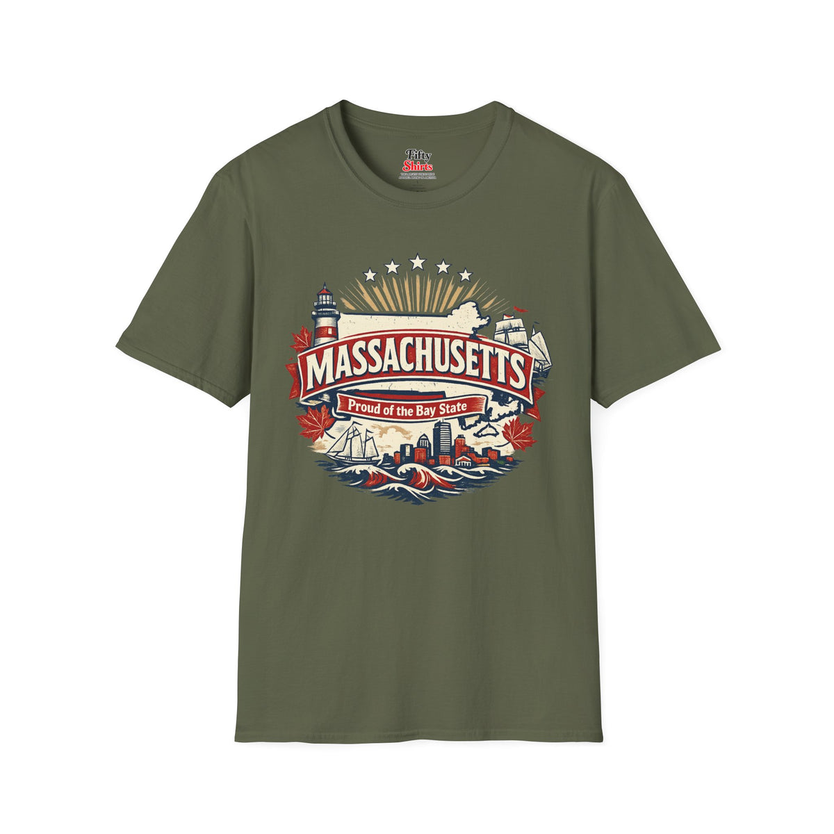 Massachusetts State Pride Unisex Softstyle T Shirt State Pride Graphic Tee Collections FS03