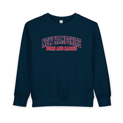 New Hampshire Born and Raised Premium Collegiate Unisex Toddler Sweatshirt Graphic
