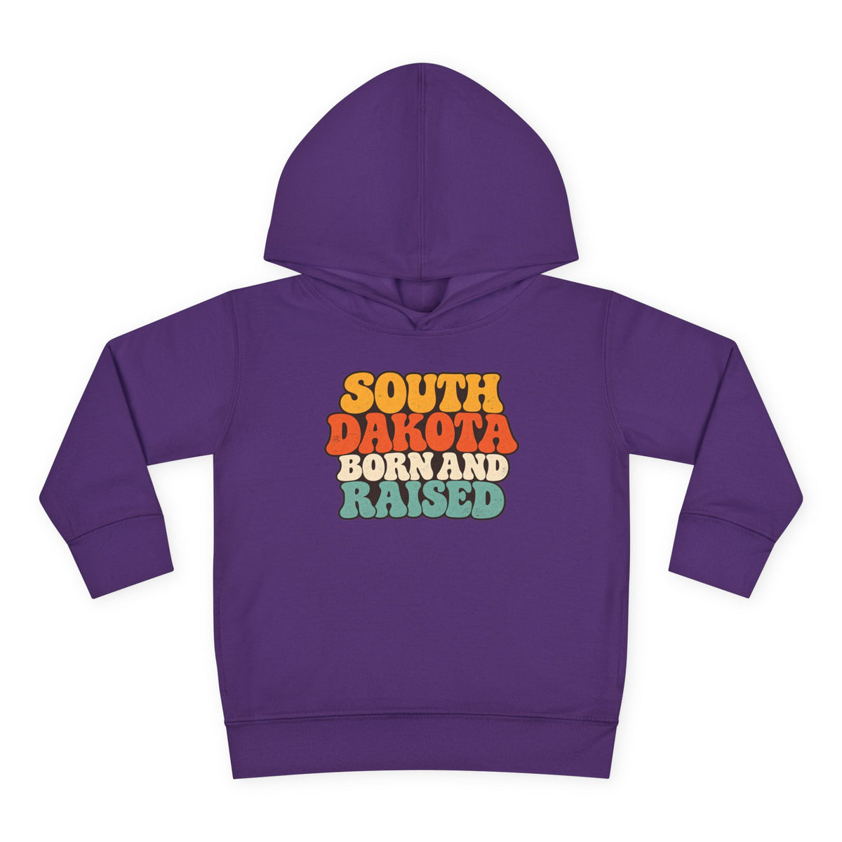 South Dakota Born and Raised Retro 1970s Unisex Toddler Pullover Fleece Hoodie