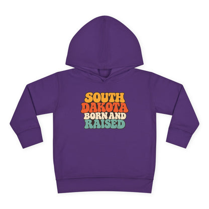 South Dakota Born and Raised Retro 1970s Unisex Toddler Pullover Fleece Hoodie