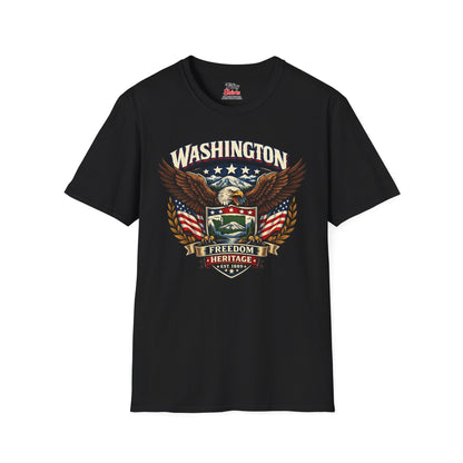 Washington Americana Eagle Unisex Softstyle T Shirt State Pride Graphic Tee Collections FS03