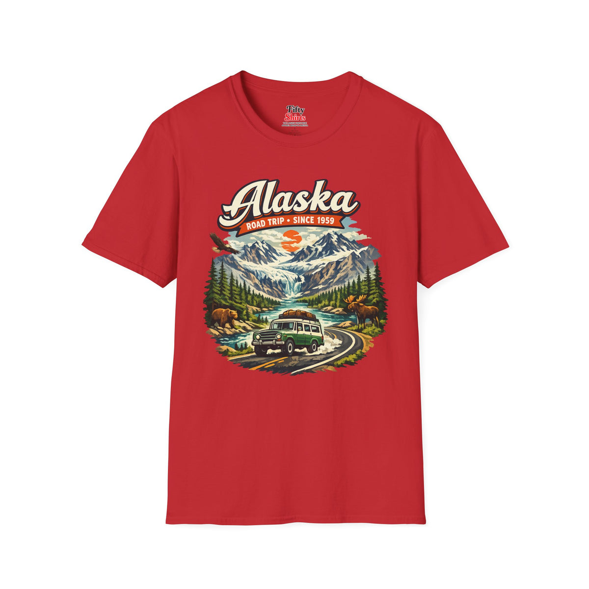 Alaska Wilderness Road Trip Unisex Softstyle T Shirt State Pride Graphic Tee Collections FS03