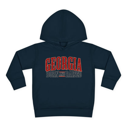Georgia Born and Raised Southern Heritage Unisex Toddler Pullover Fleece Hoodie