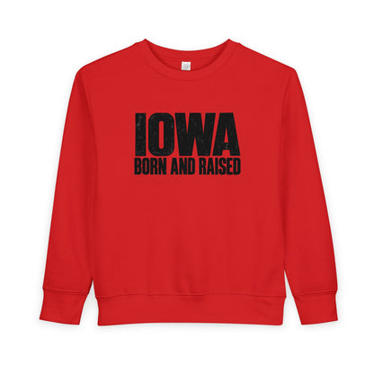 Iowa Born and Raised Modern Midwest Streetwear Unisex Toddler Sweatshirt