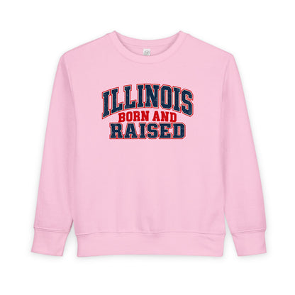 Illinois Born and Raised Vintage Collegiate Unisex Toddler Sweatshirt
