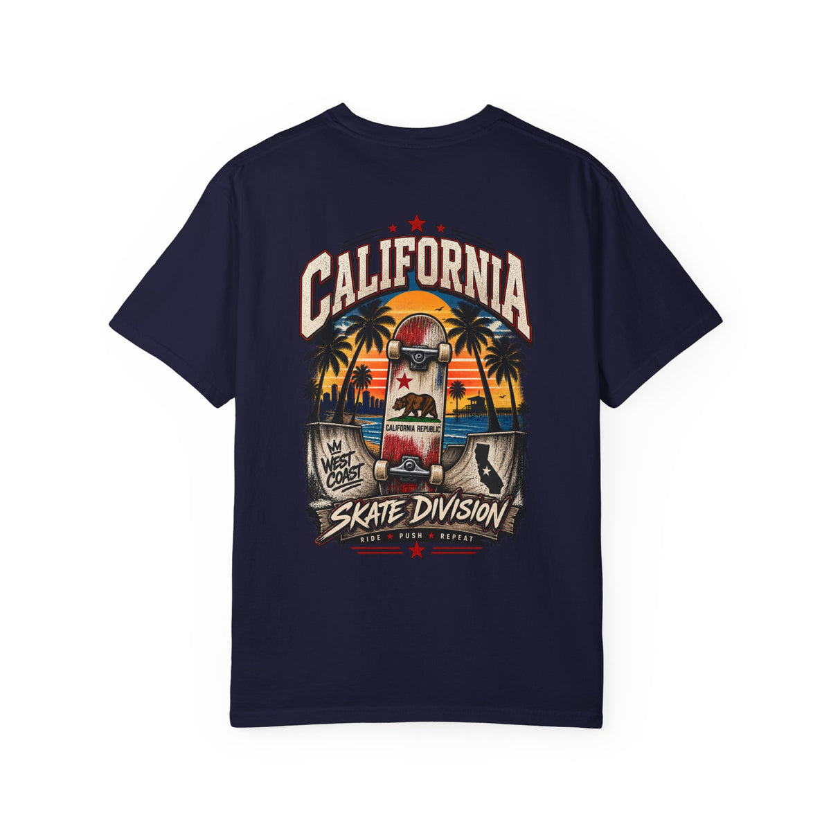 California Skate Division  Unisex Comfort Color 1717 Streetwear Graphic Tee