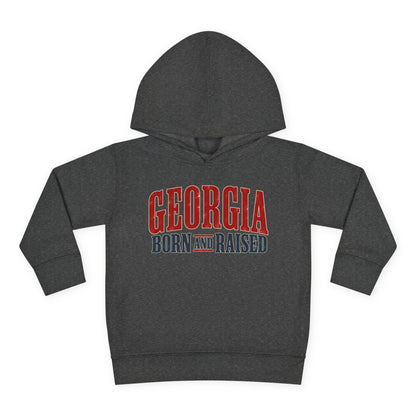 Georgia Born and Raised Southern Heritage Unisex Toddler Pullover Fleece Hoodie