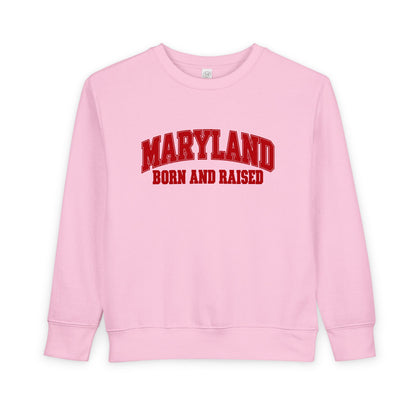 Maryland Born and Raised Classic Collegiate Unisex Toddler Sweatshirt