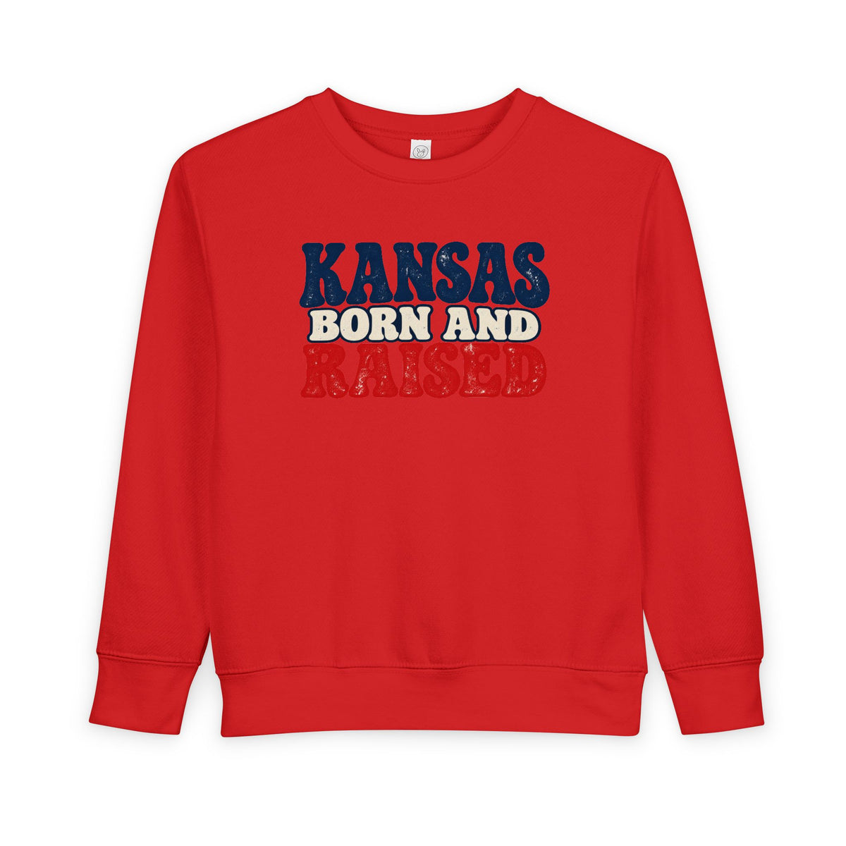 Kansas Born and Raised Retro 1970s Unisex Toddler Sweatshirt