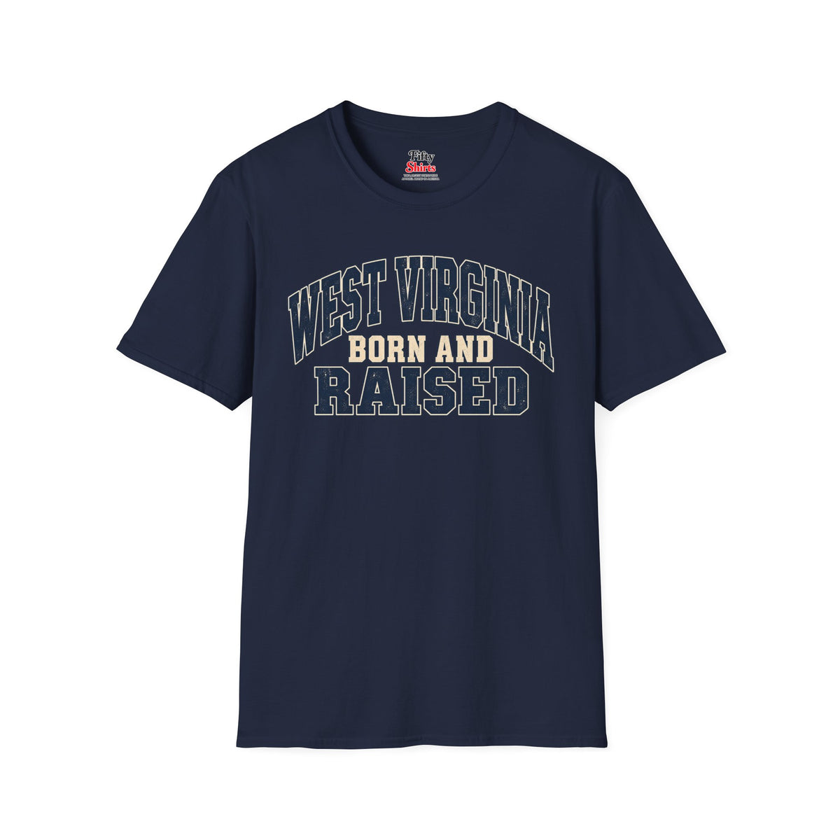 West Virginia Born and Raised Unisex Softstyle T Shirt State Name Graphic Tee