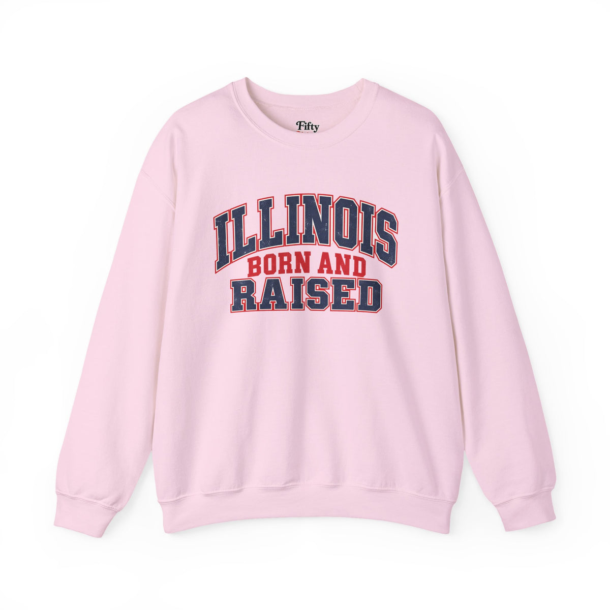 Illinois Born and Raised Vintage Collegiate Unisex Sweatshirt Graphic