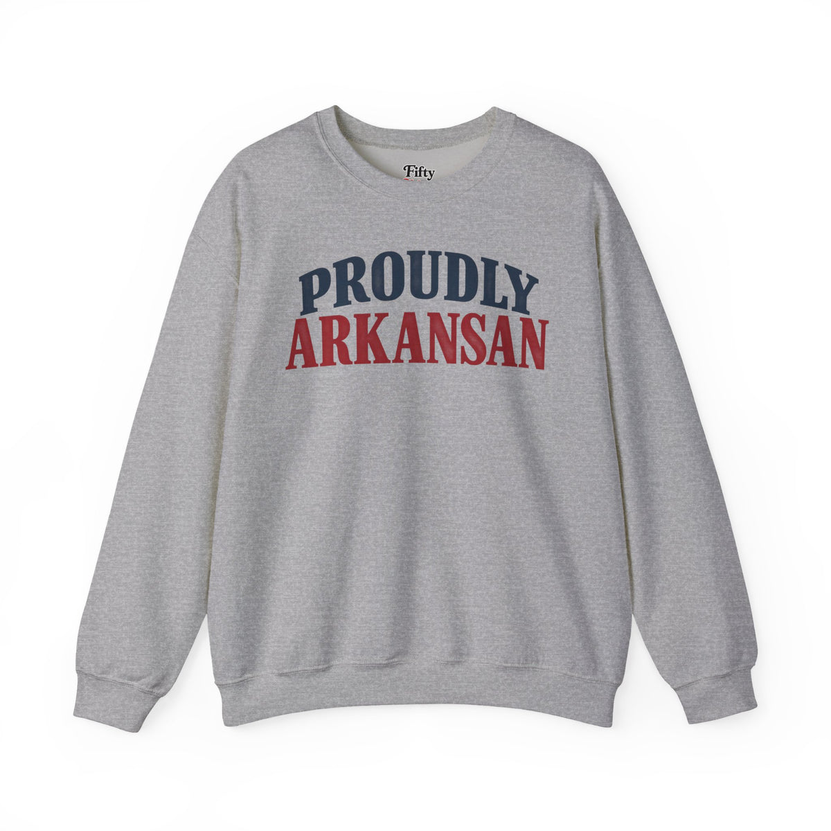 Proudly Arkansan Arkansas Unisex Crewneck Sweatshirt State Name Graphic