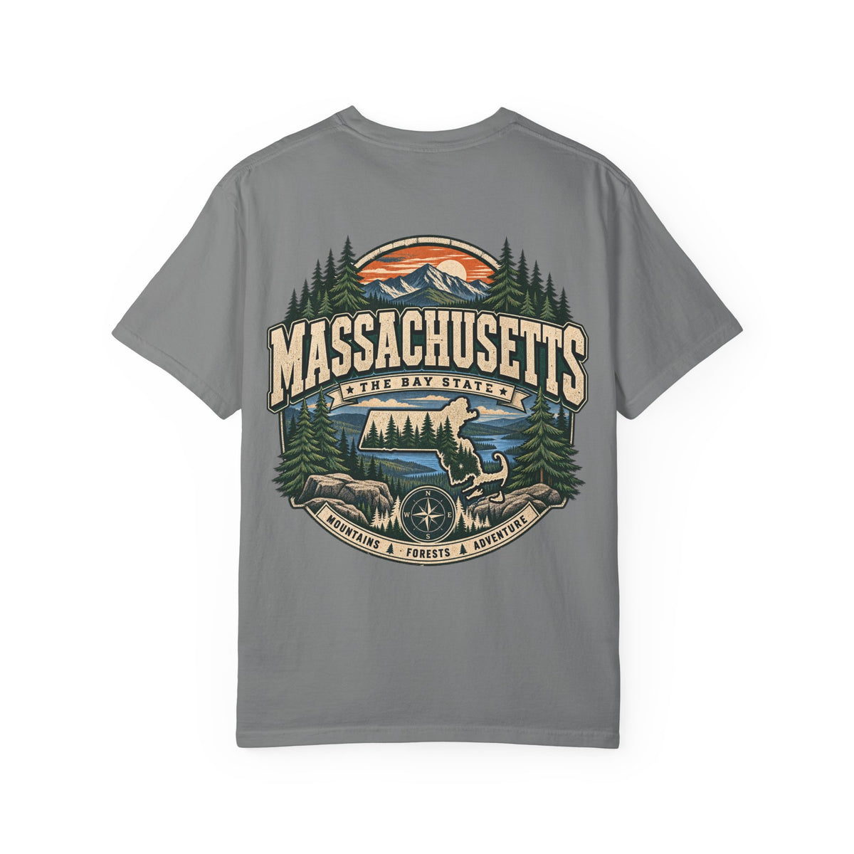 Massachusetts Mountain & Forest Unisex Comfort Color 1717 Streetwear Graphic Tee