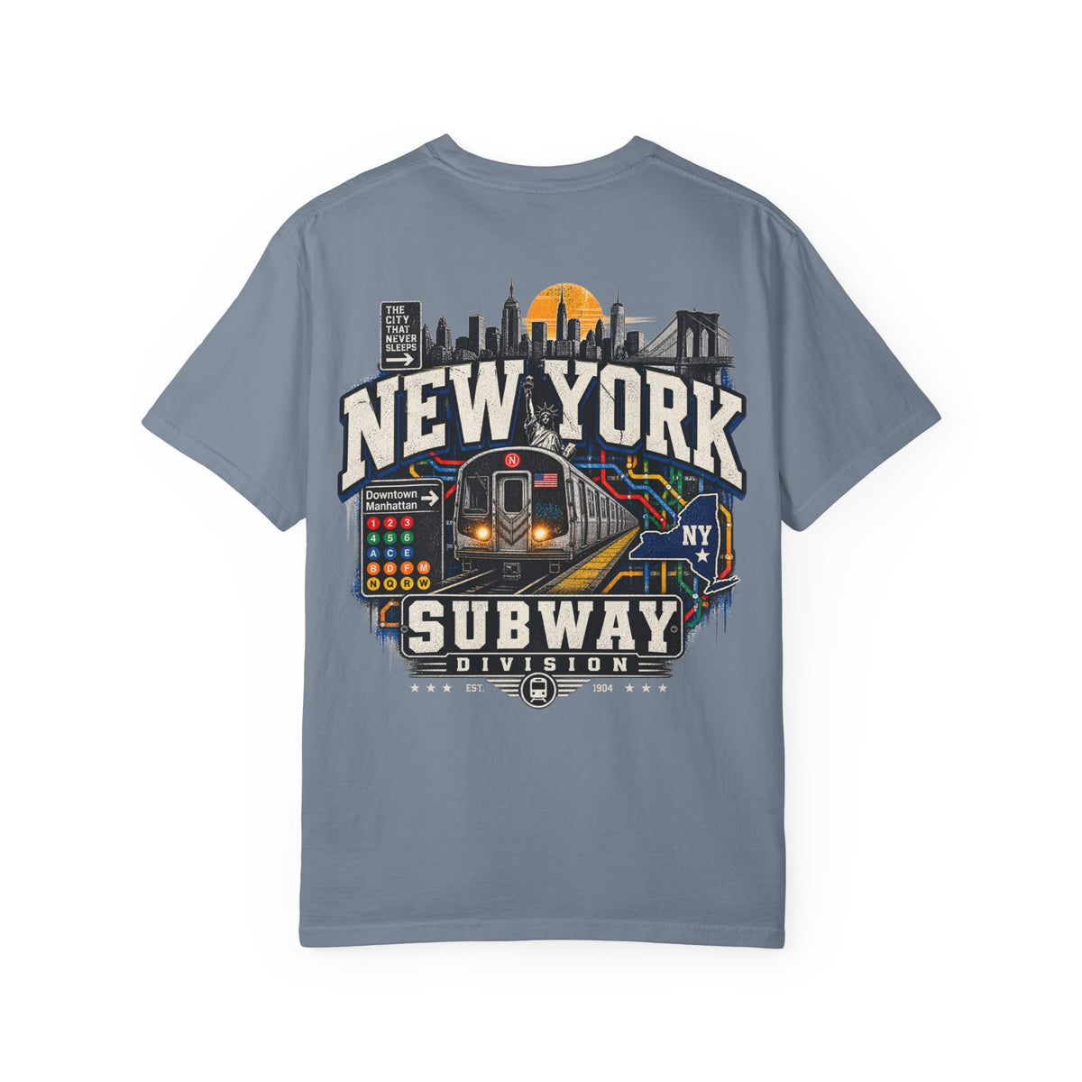 New York Subway Division Unisex Comfort Color 1717 Streetwear Graphic Tee