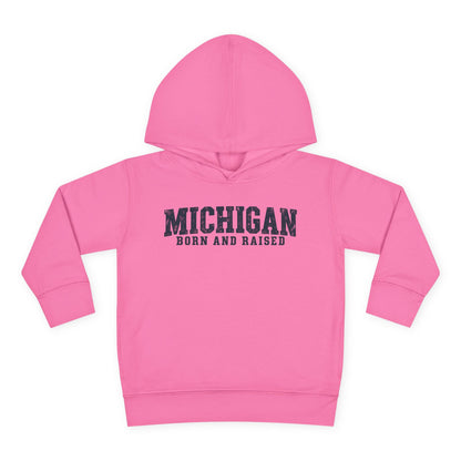 Michigan Born and Raised Rustic Midwest Unisex Toddler Pullover Fleece Hoodie