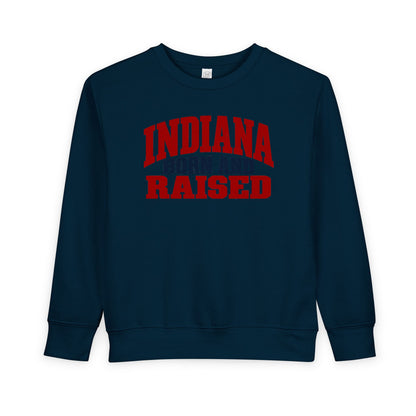 Indiana Born and Raised Rustic Americana Unisex Toddler Sweatshirt