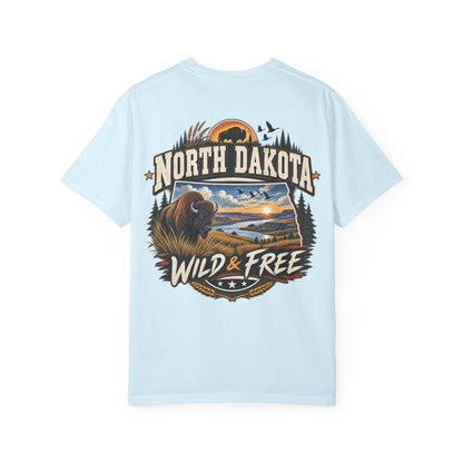 North Dakota Wild & Free Unisex Comfort Color 1717 Streetwear Graphic Tee