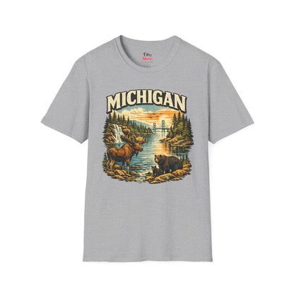 Michigan Wildlife Unisex Softstyle T Shirt State Pride Graphic Tee Collections FS03