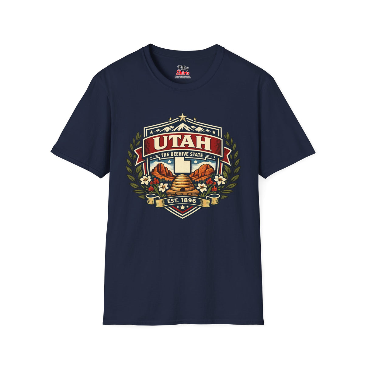 Utah Heritage Badge Unisex Softstyle T Shirt State Pride Graphic Tee Collections FS03