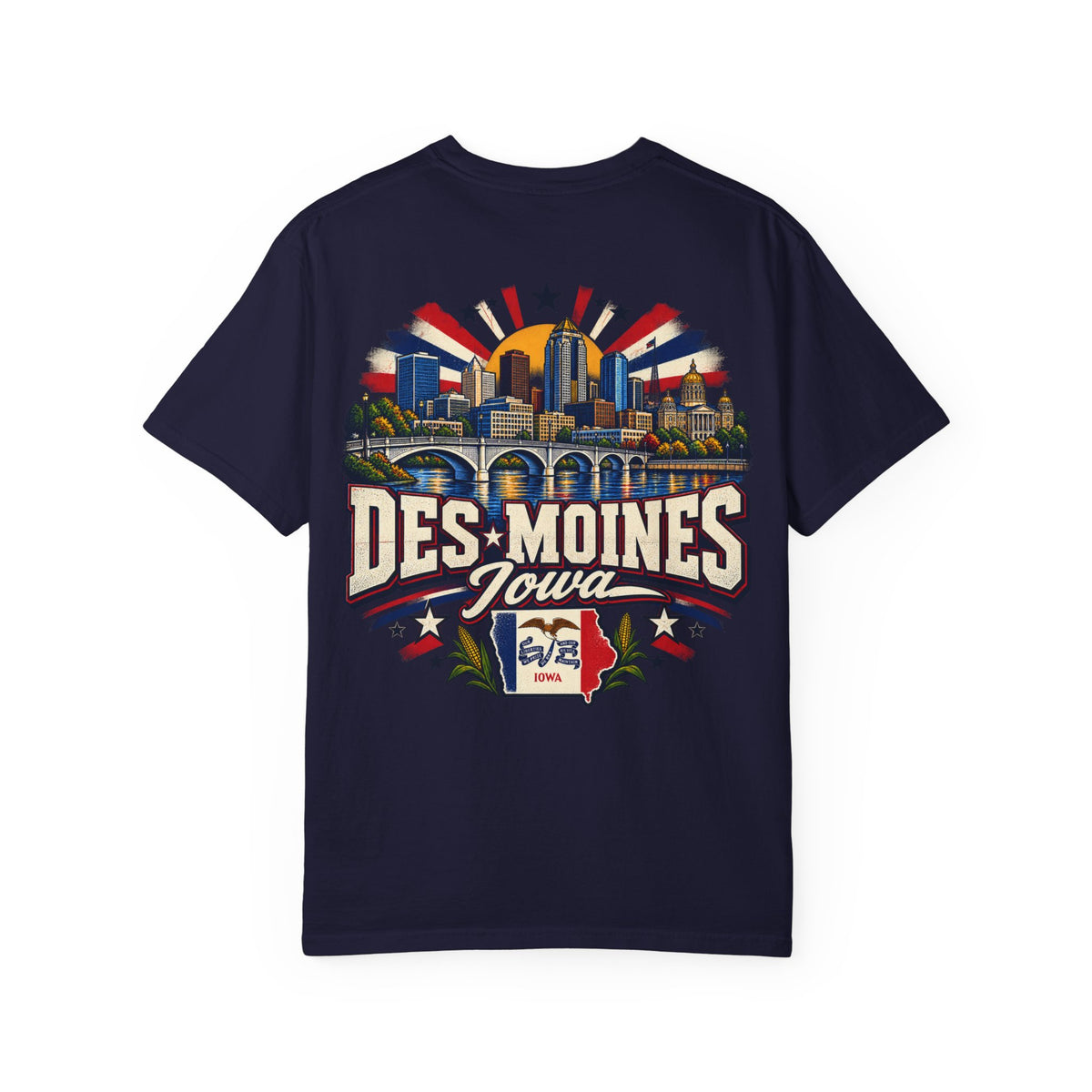 Des Moines Iowa Unisex Comfort Color 1717 Streetwear Graphic Tee