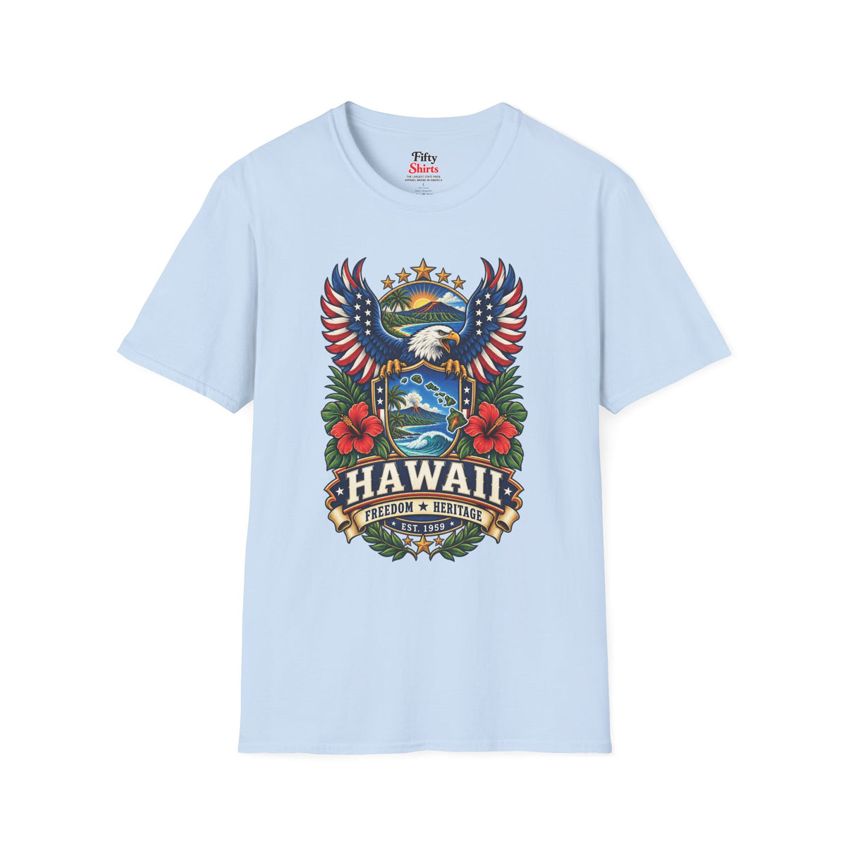 Hawaii Americana Eagle Unisex Softstyle T Shirt State Pride Graphic Tee Collections FS03