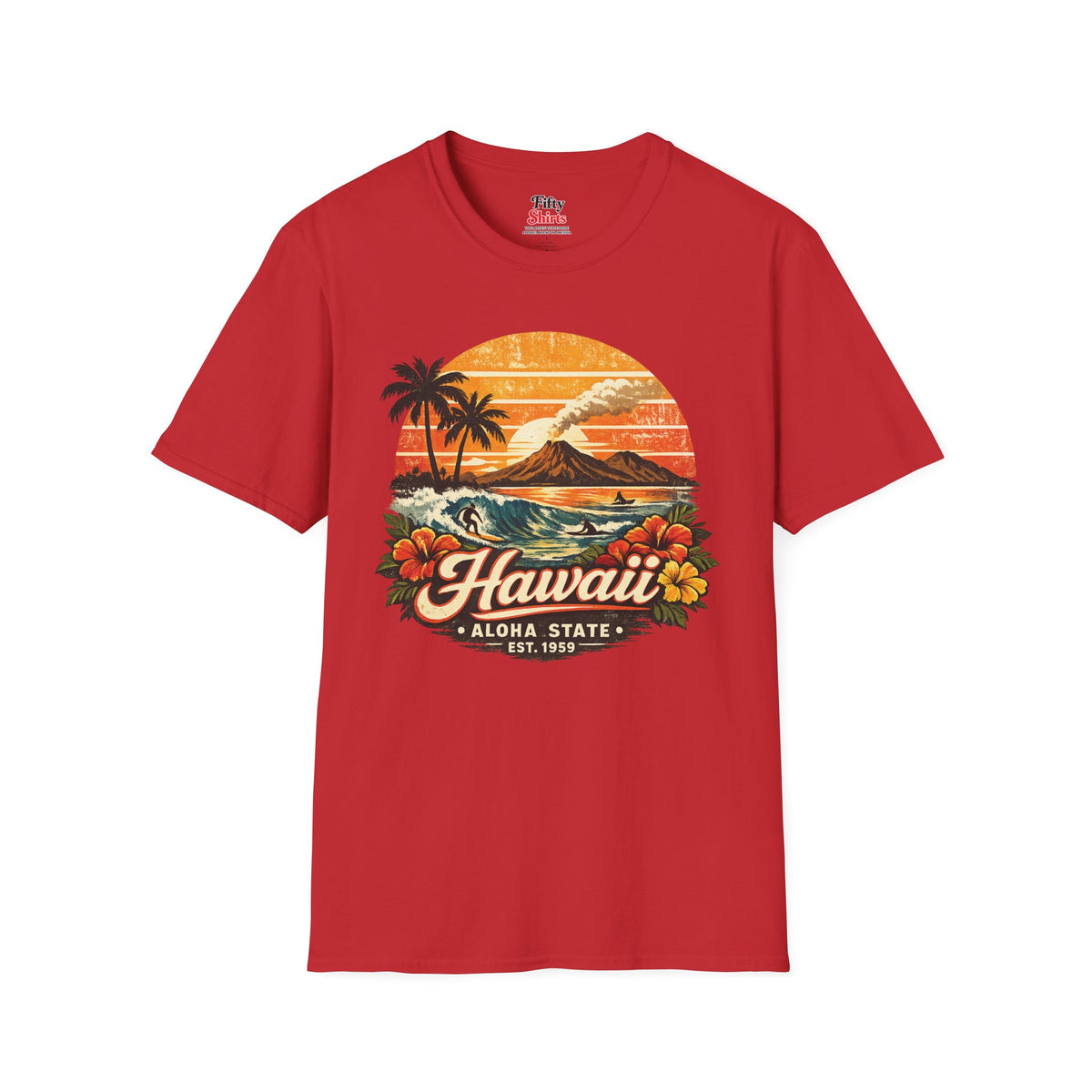Hawaii Tropical Sunset Unisex Softstyle T Shirt State Pride Graphic Tee Collections FS03