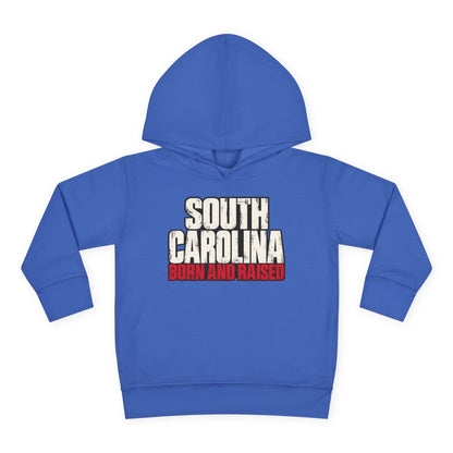 South Carolina Born and Raised Southern Streetwear Unisex Toddler Pullover Fleece Hoodie