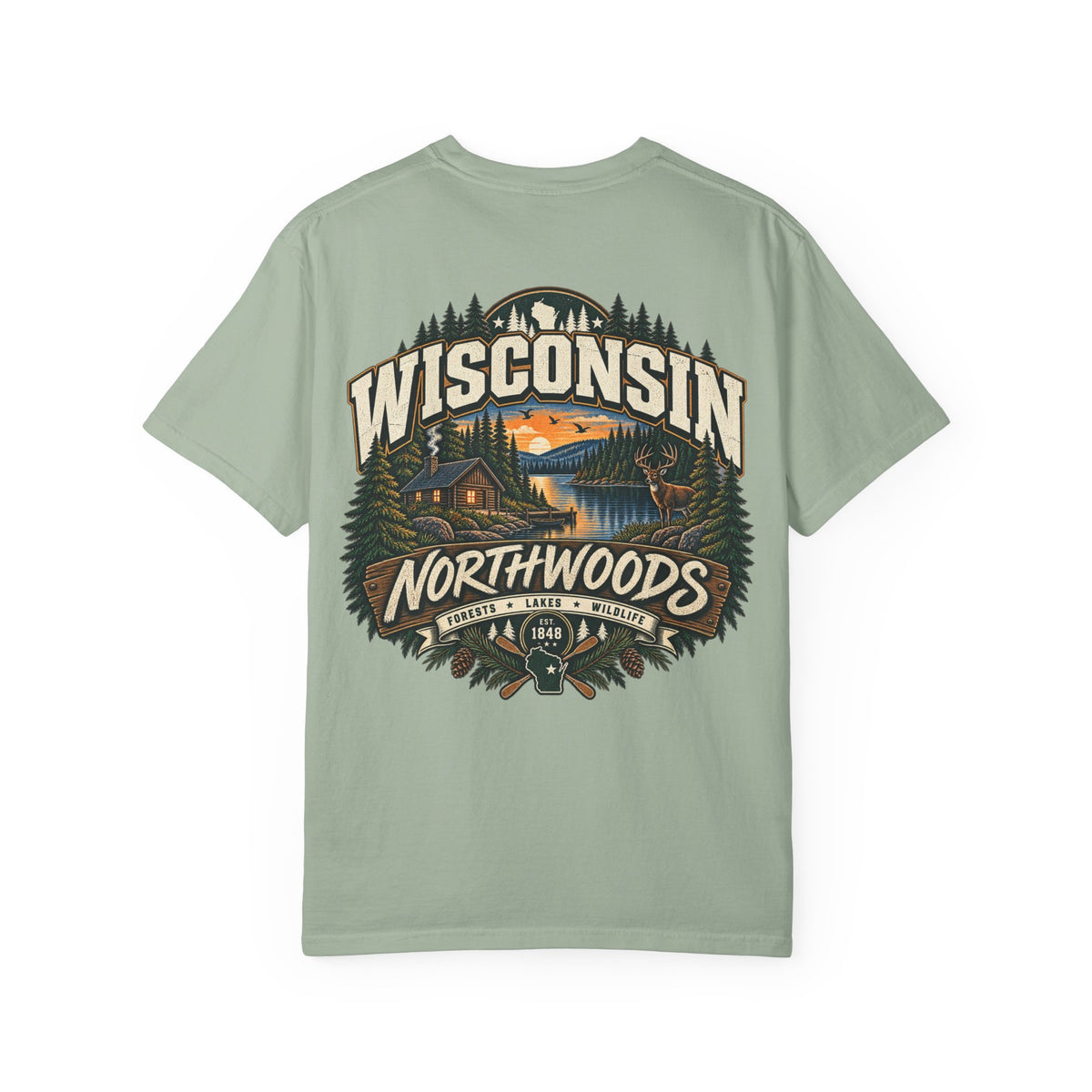 Wisconsin Northwoods Unisex Comfort Color 1717 Streetwear Graphic Tee