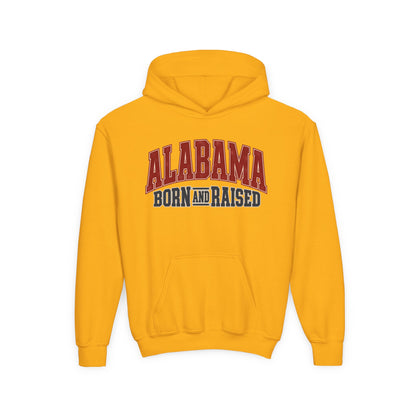 Alabama Born and Raised Vintage Athletic Heritage Unisex Youth Heavy Blend Hooded Sweatshirt Graphic