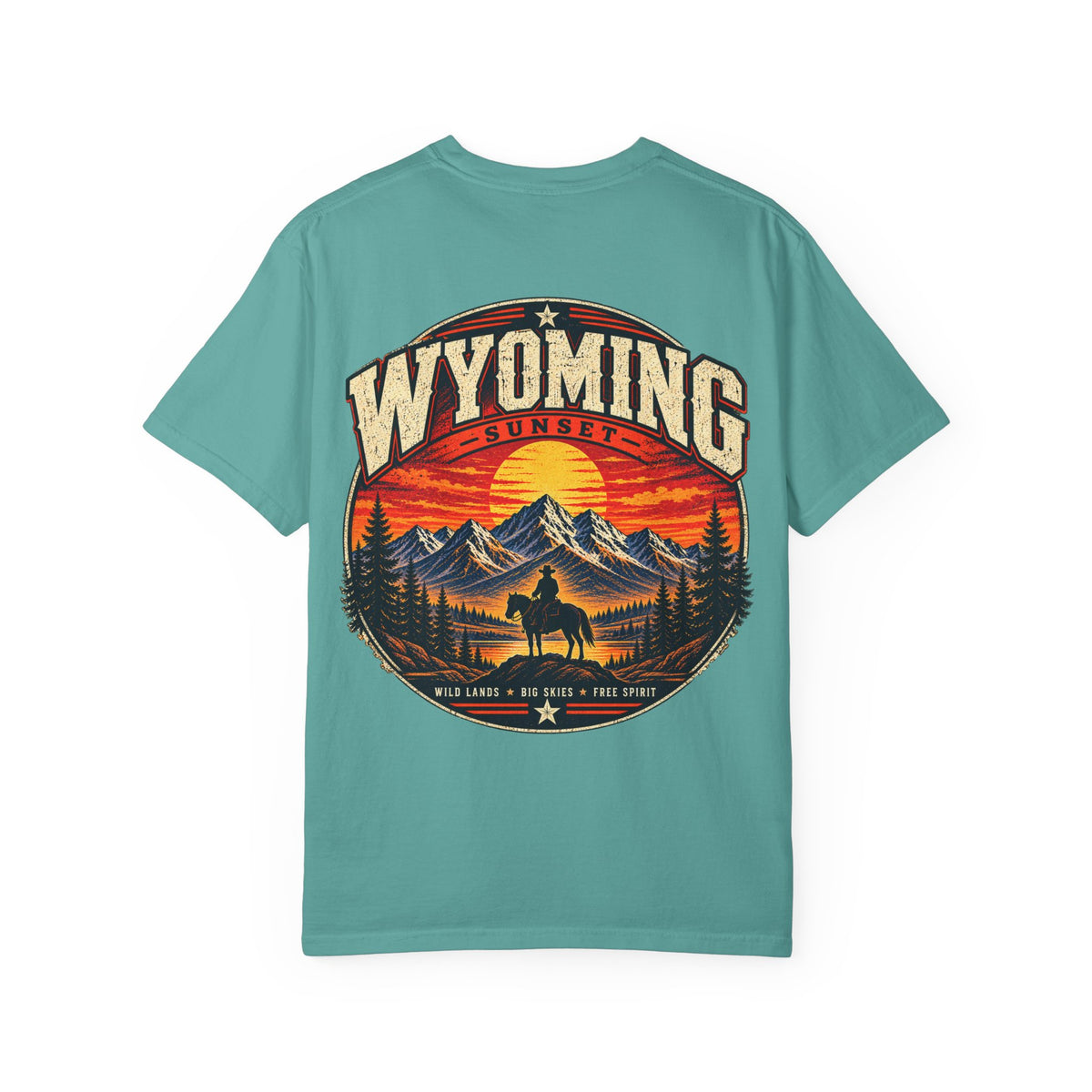 Wyoming Sunset Unisex Comfort Color 1717 Streetwear Graphic Tee