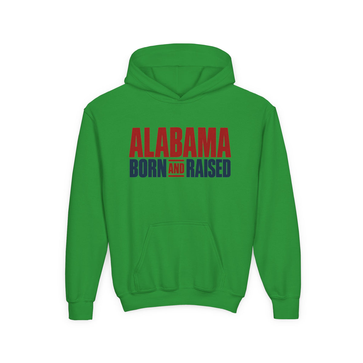 Alabama Born and Raised Minimal Heritage Unisex Youth Heavy Blend Hooded Sweatshirt Graphic