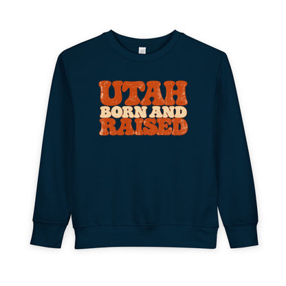 Utah Born and Raised Retro 1970s Unisex Toddler Sweatshirt