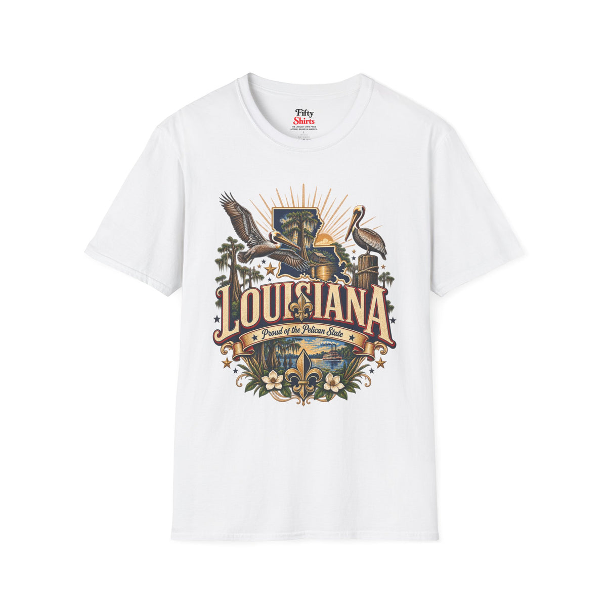 Louisiana State Pride Unisex Softstyle T Shirt State Pride Graphic Tee Collections FS03