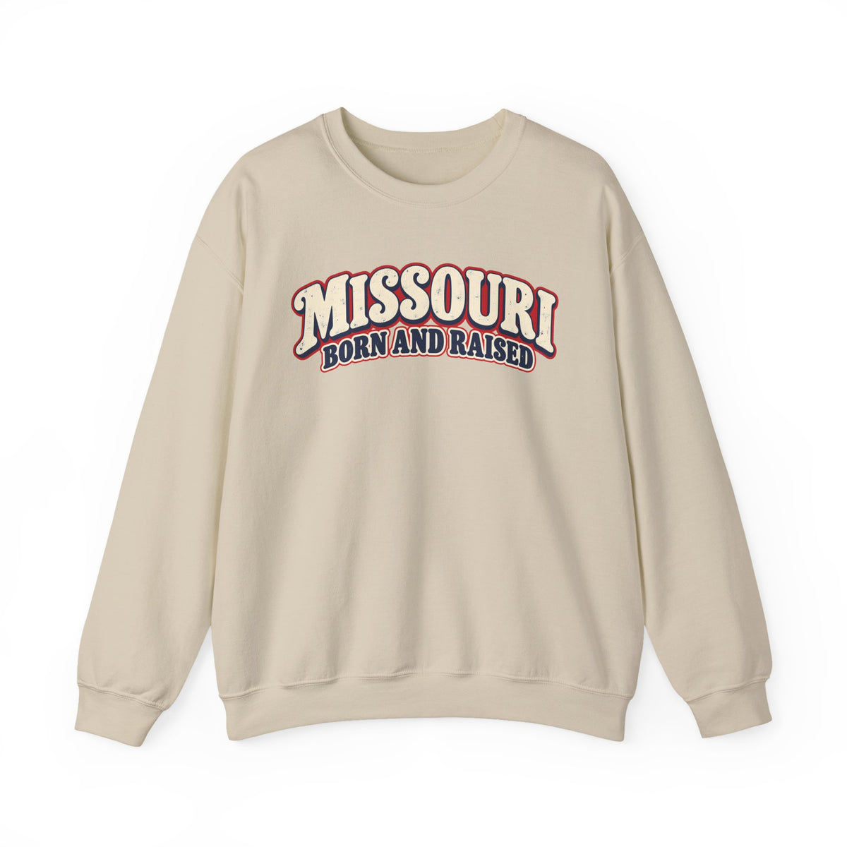Missouri Born and Raised Retro 1970s Unisex Sweatshirt Graphic