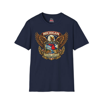 Michigan Americana Eagle Unisex Softstyle T Shirt State Pride Graphic Tee Collections FS03