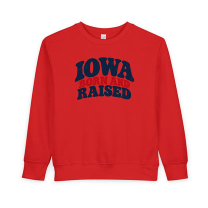 Iowa Born and Raised Retro 1970s Unisex Toddler Sweatshirt