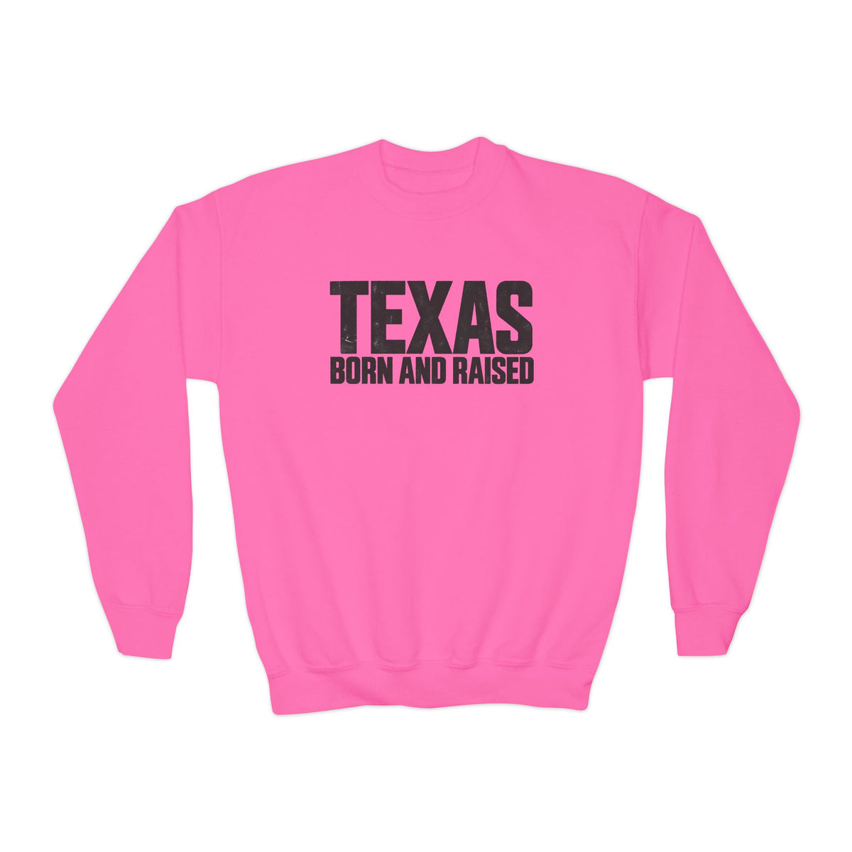 Texas Born and Raised Modern Minimal Unisex Youth Crewneck Sweatshirt Graphic