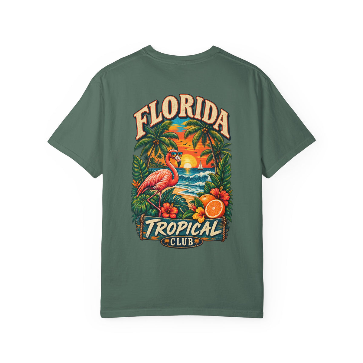 Florida Tropical Club  Unisex Comfort Color 1717 Streetwear Graphic Tee