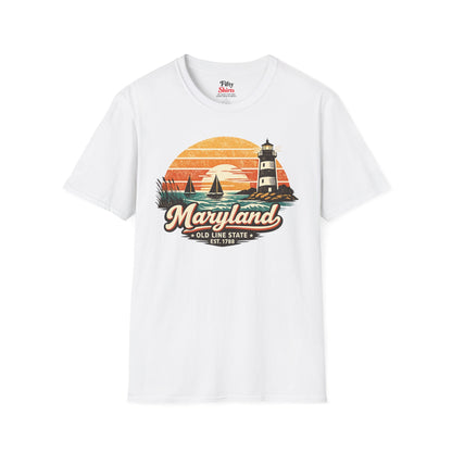 Maryland Coastal Sunset Unisex Softstyle T Shirt State Pride Graphic Tee Collections FS03