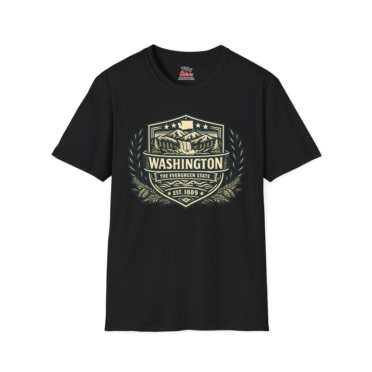 Washington Heritage Badge Unisex Softstyle T Shirt State Pride Graphic Tee Collections FS03