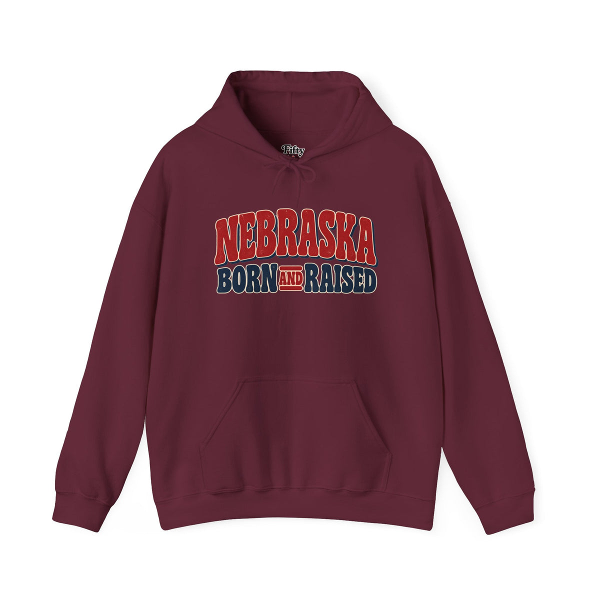 Nebraska Born and Raised Retro 1970s Unisex Hoodie Graphic
