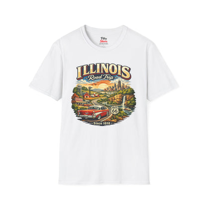 Illinois Road Trip Unisex Softstyle T Shirt State Pride Graphic Tee Collections FS03