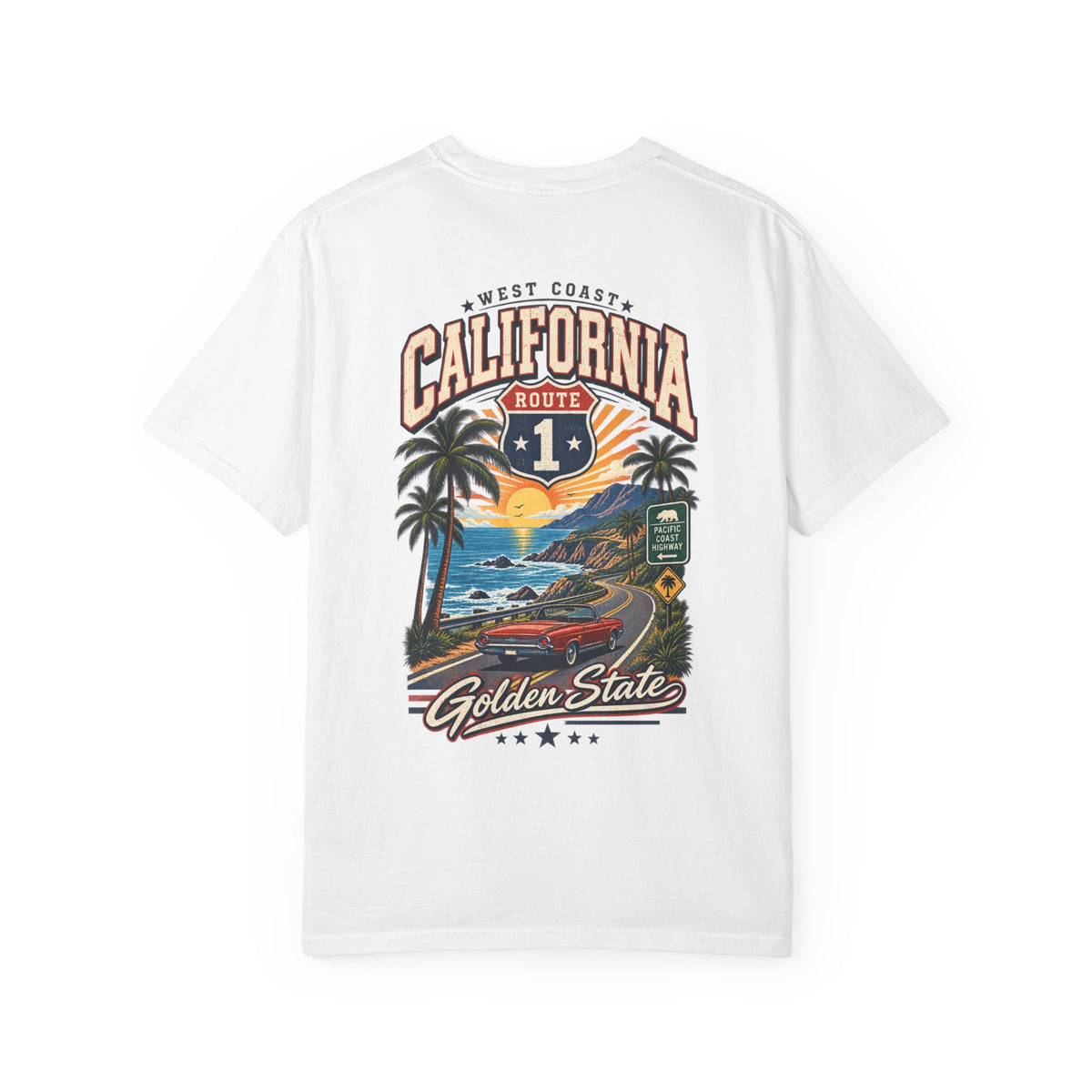 California West Coast Highway  Unisex Comfort Color 1717 Streetwear Graphic Tee