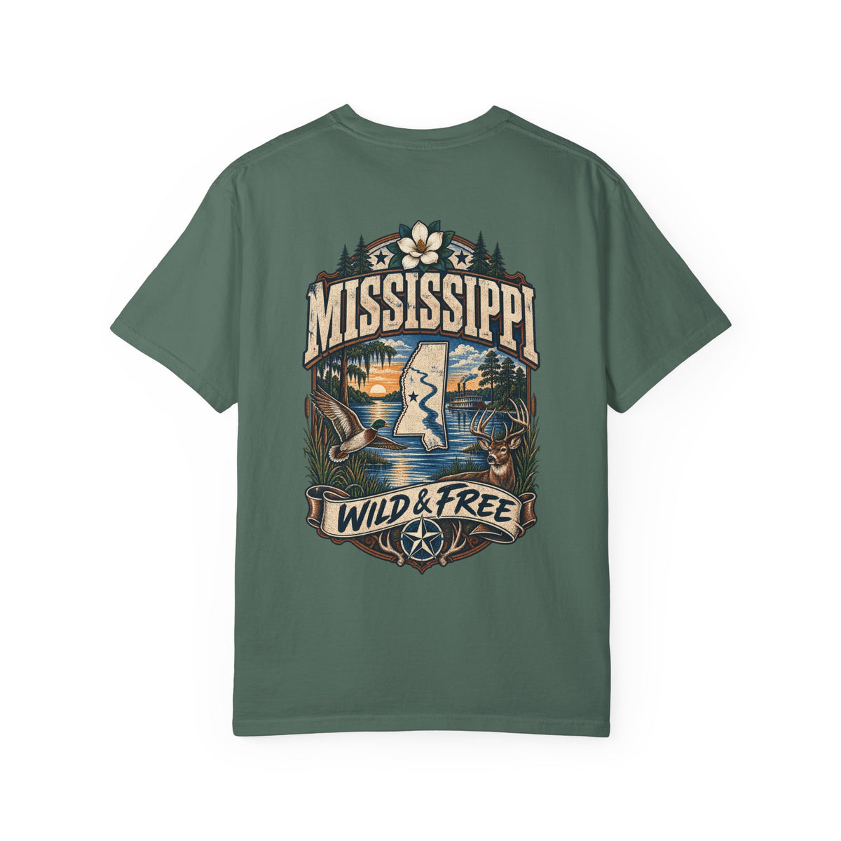 Mississippi Wild & Free Unisex Comfort Color 1717 Streetwear Graphic Tee