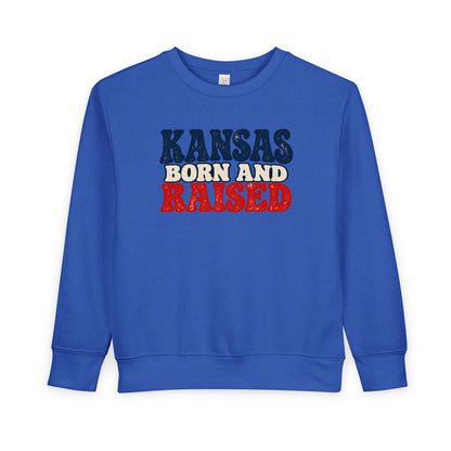 Kansas Born and Raised Retro 1970s Unisex Toddler Sweatshirt