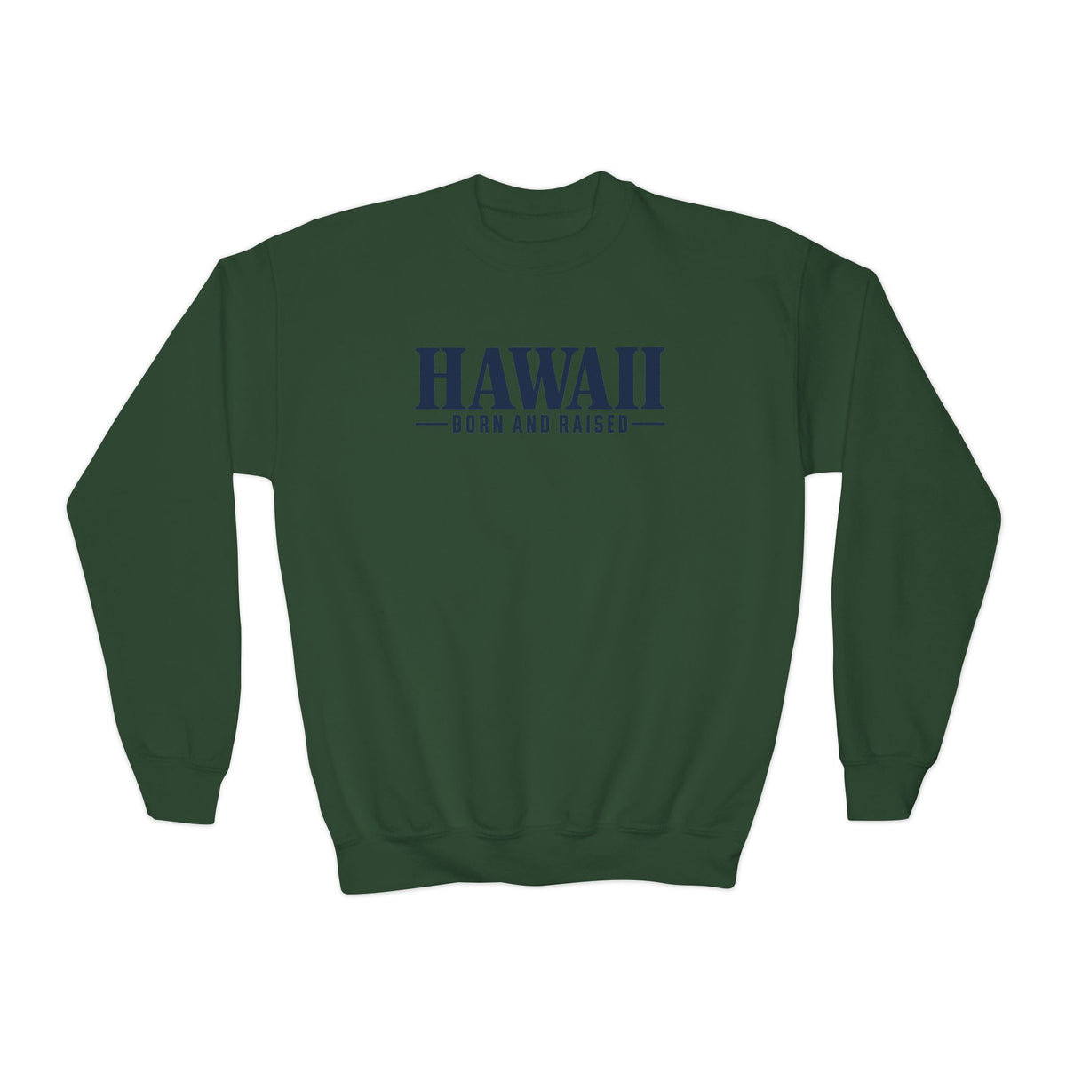 Hawaii Born and Raised Luxury Streetwear Unisex Youth Crewneck Sweatshirt Graphic