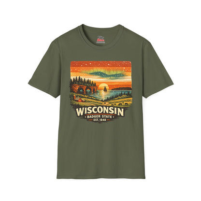 Wisconsin Lakeside Sunset Unisex Softstyle T Shirt State Pride Graphic Tee Collections FS03